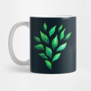 Dark Abstract Green Leaves Mug